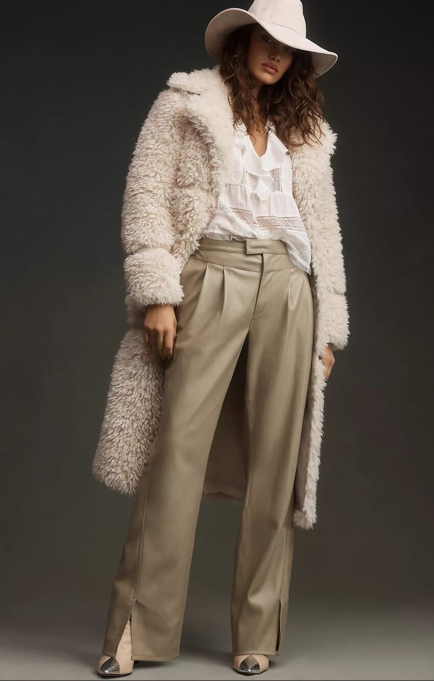NWT Hudson High-Rise Beige Faux Leather Trousers - 26 waist